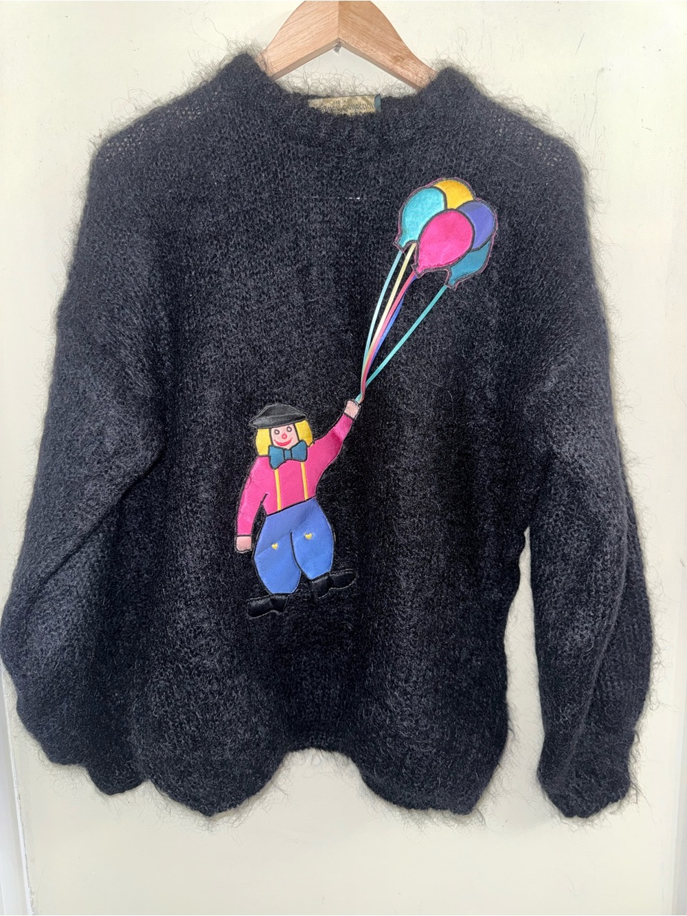 VTG 80s The Gold Label Designer Collection Mohair Clown Balloon Sweater Size L